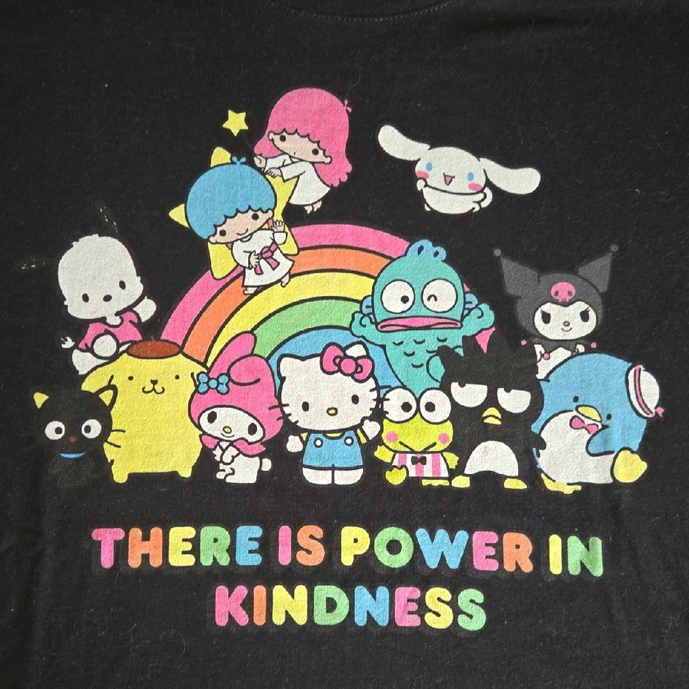 Hello Kitty Black Short Sleeve Tee with Colorful Design